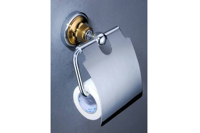 Toilet paper holder with lid